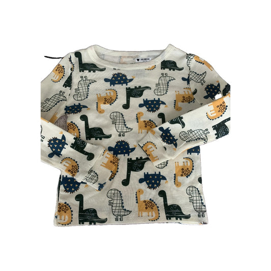 Chick Pea Boys White | cream | Dinosaur | Navy Blue | Yellow Pajamas Size: 18 months White | cream | Dinosaur | Navy Blue | Yellow