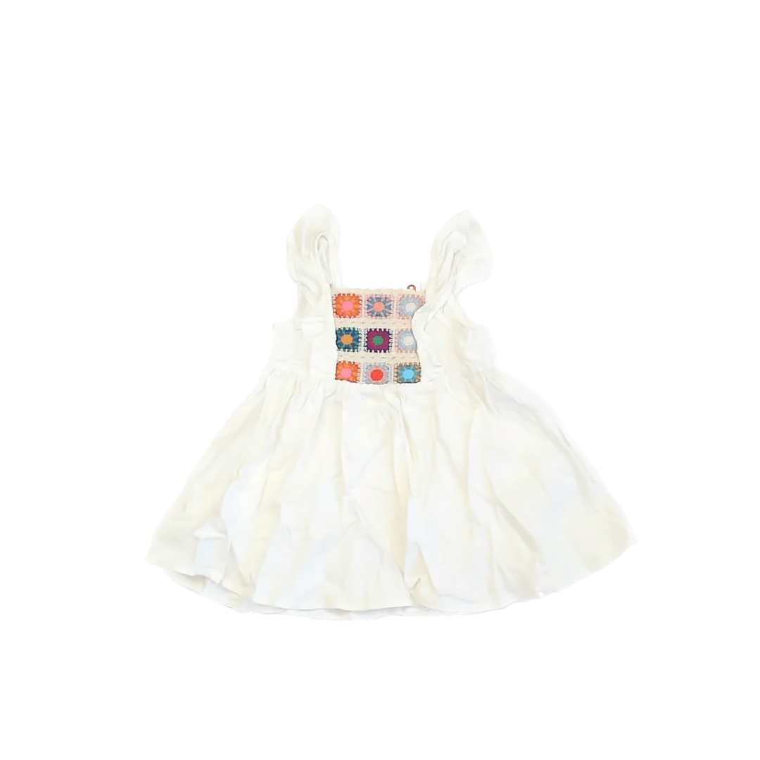 Cozy Cub Girls White | Crochet Sun Dress Size: 9-12 Months White | Crochet