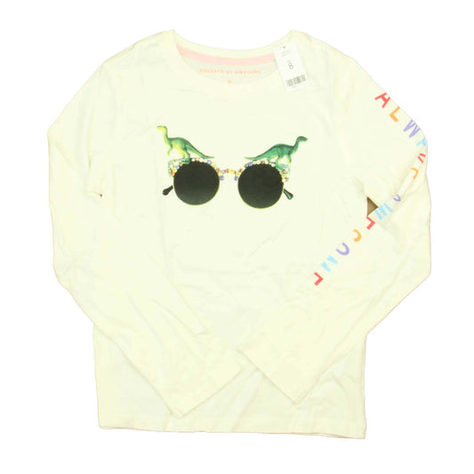 Rockets Of Awesome Girls White | Dino | Glasses Long Sleeve T-Shirt Size: 8 Years