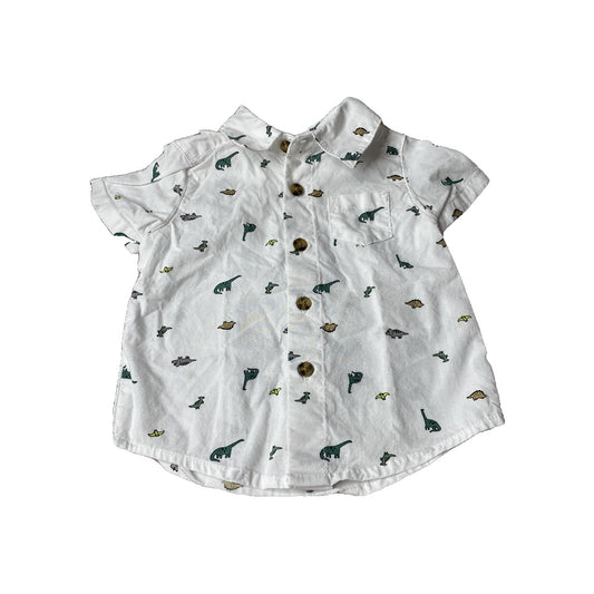 Carters Boys White | Dinosaur Button Down Short Sleeve Size: 3 months White | Dinosaur