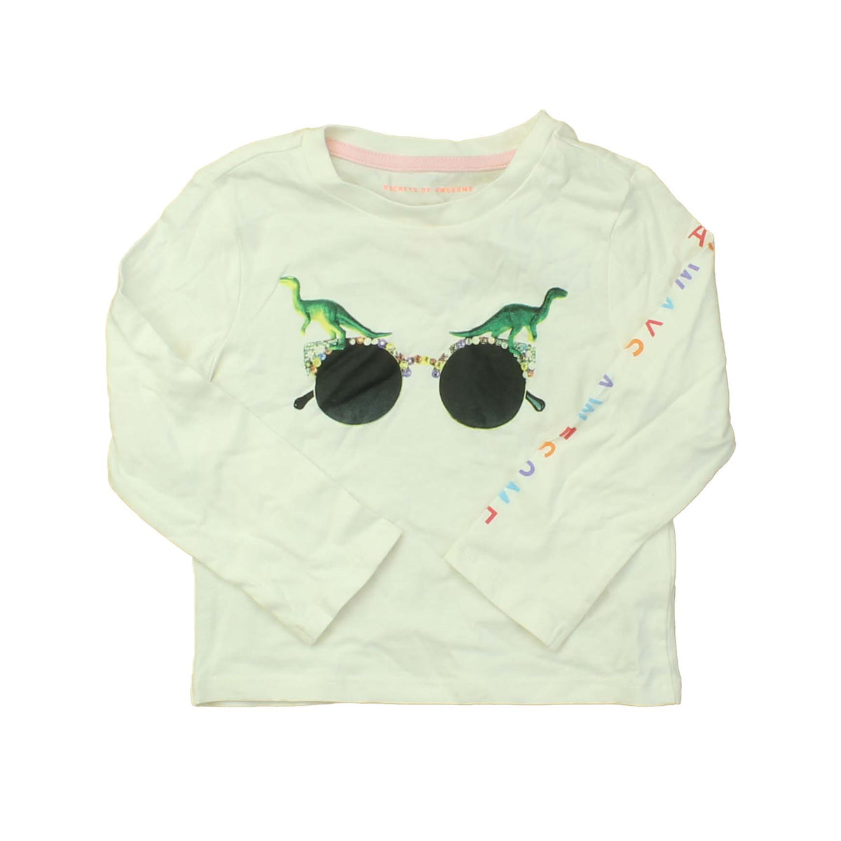 Rockets Of Awesome Girls White | Dinosaurs Long Sleeve T-Shirt Size: 2T