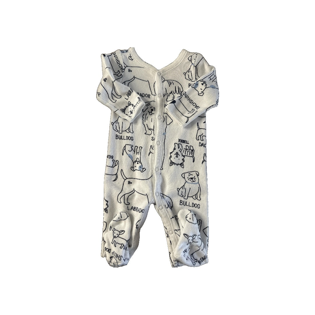 Unisex White | dog Pajamas Size: 6-9 months White | dog