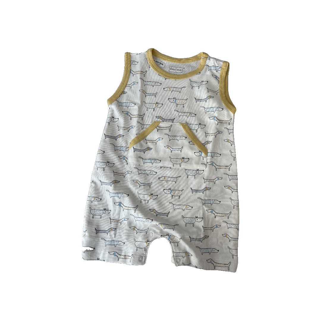 Kissy Love Boys White | Dogs Romper Size: 6-9 months White | Dogs