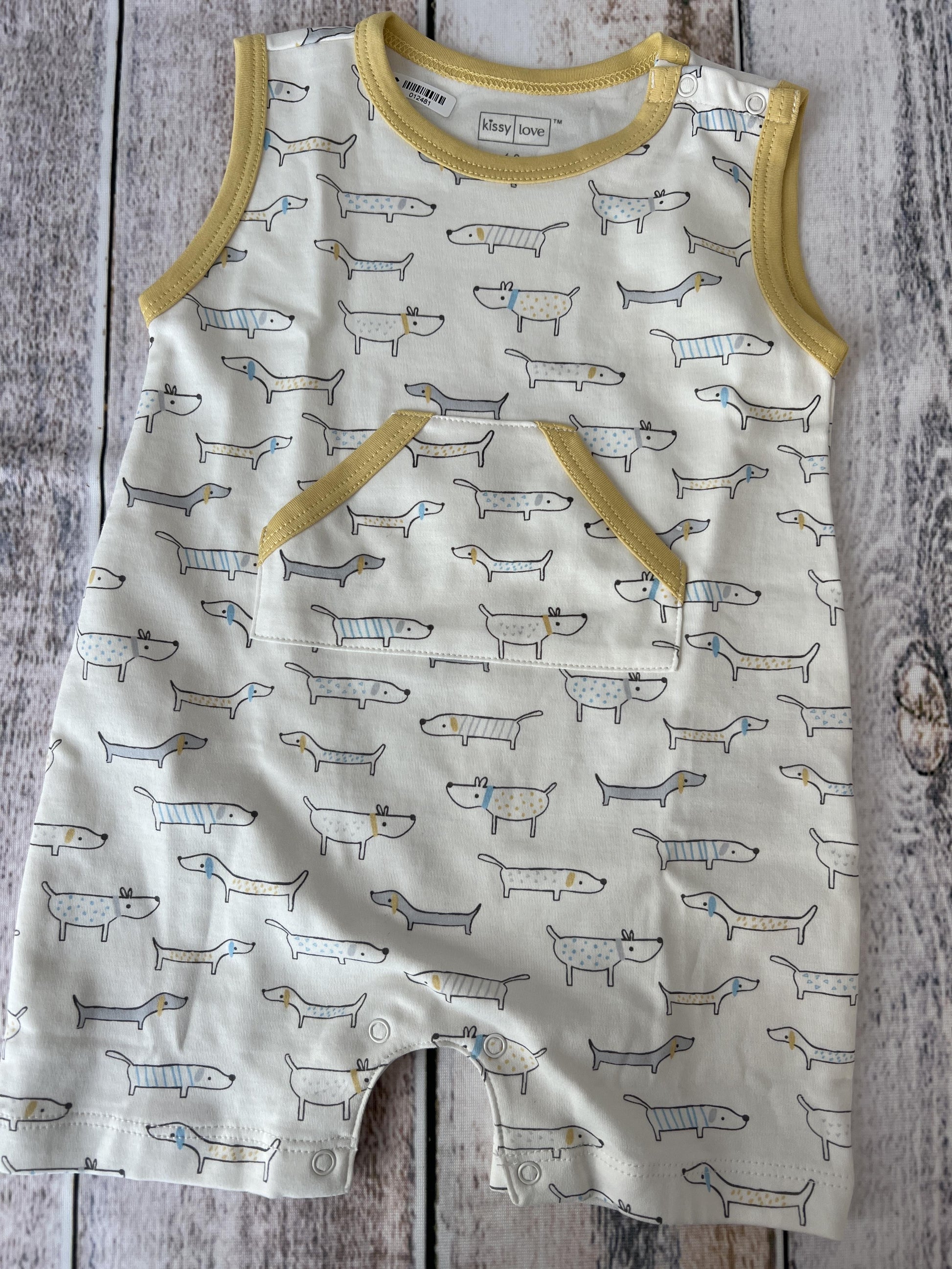 Kissy Love Boys White | Dogs Romper Size: 6-9 months White | Dogs