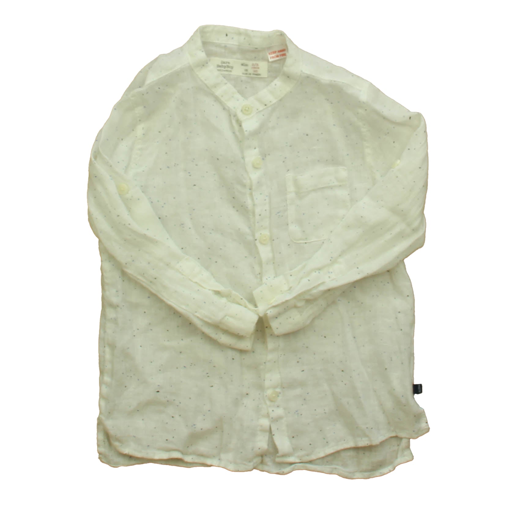 Zara Boys White | Dots Button Down Long Sleeve Size: 2-3T White | Dots