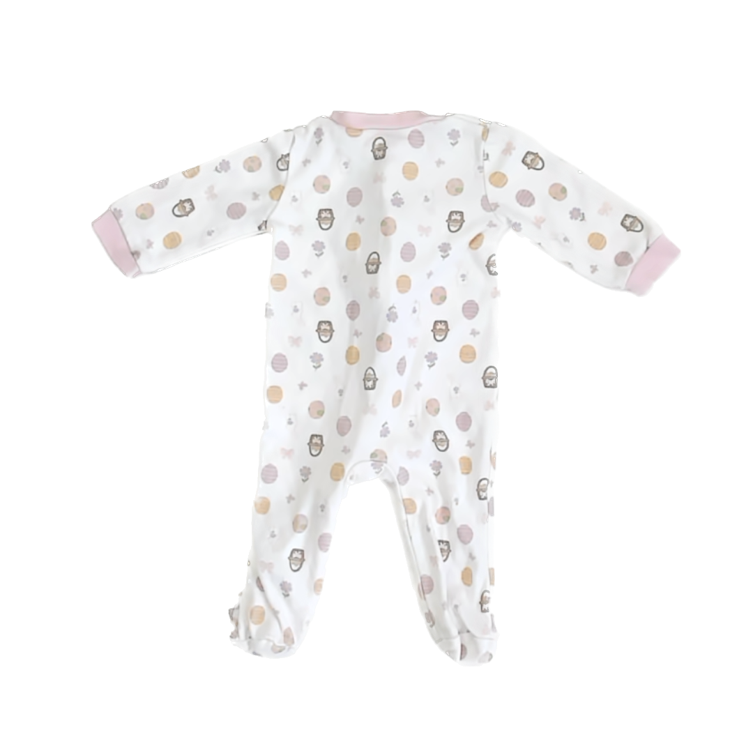 Chick Pea Girls White | Easter Icons 1-piece footed Pajamas Size: 3-6 Months White | Easter Icons