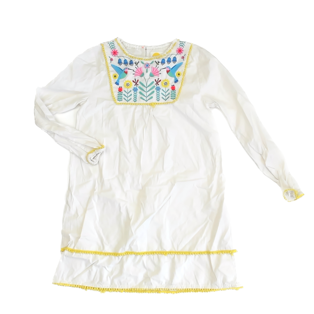 Mini Boden Girls White | Embroidered Dress Size: 9-10 Years White | Embroidered