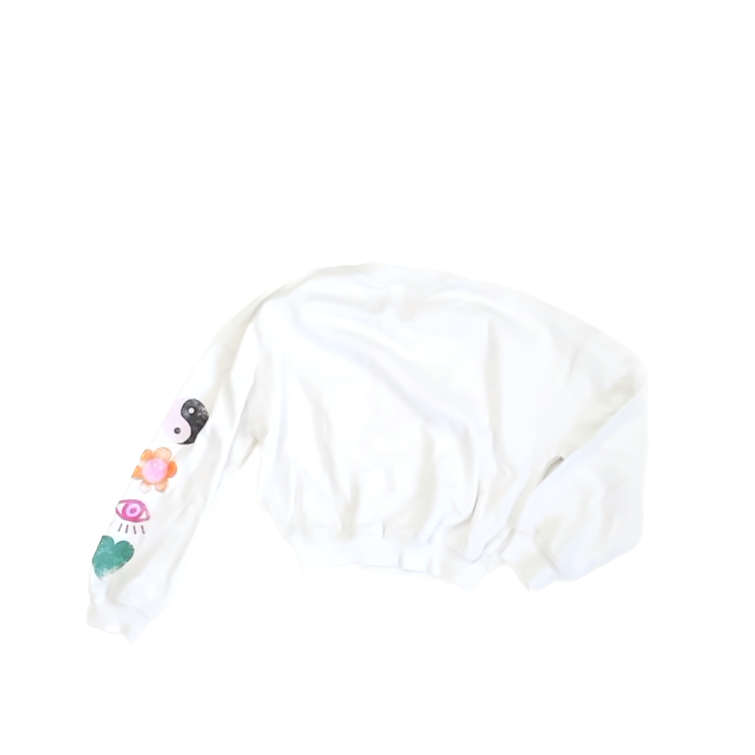 Everafter Girls White | Emojis Sweatshirt Size: 6 Years White | Emojis