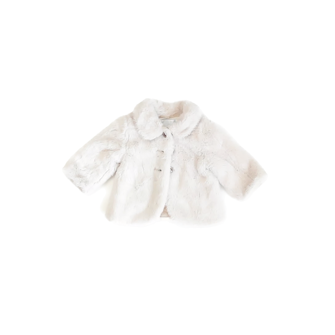Edgehill Collection Girls White Faux Fur Winter Coat Size: 6 Months White Faux Fur