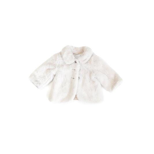 Edgehill Collection Girls White Faux Fur Winter Coat Size: 6 Months White Faux Fur