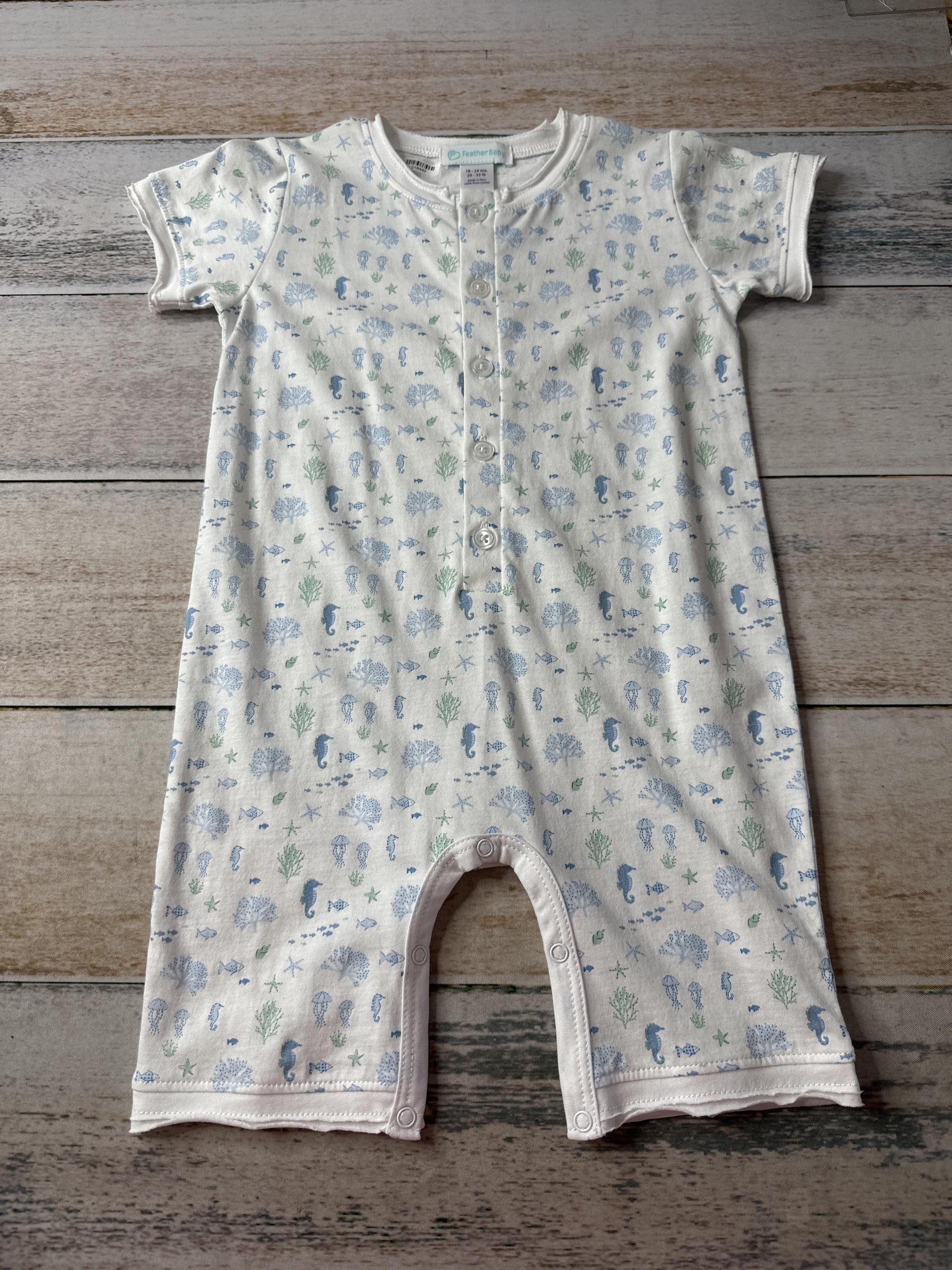 Feather Baby Boys White | fish Romper Size: 18-24 months White | fish