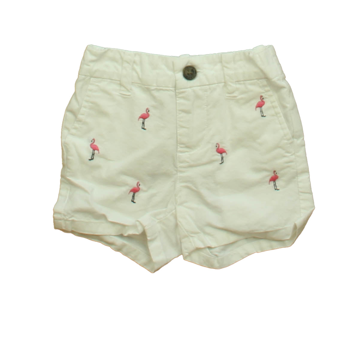 Janie and Jack Boys White Flamingos Shorts Size: 3-6 Months White Flamingos