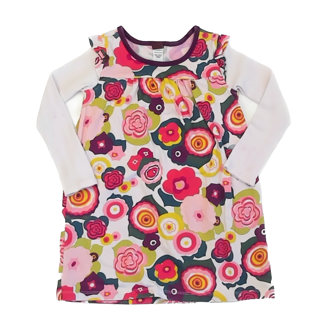 Tea Collection Girls White Floral | Long Sleeve Dress Size: 5T White Floral | Long Sleeve
