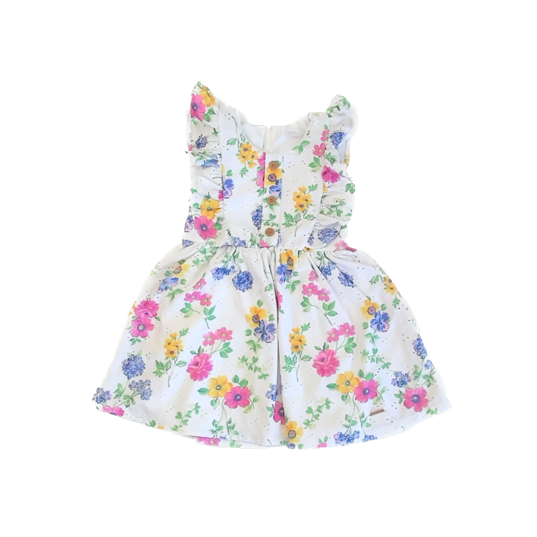 Tahari Girls White Floral Dress Size: 4T White Floral