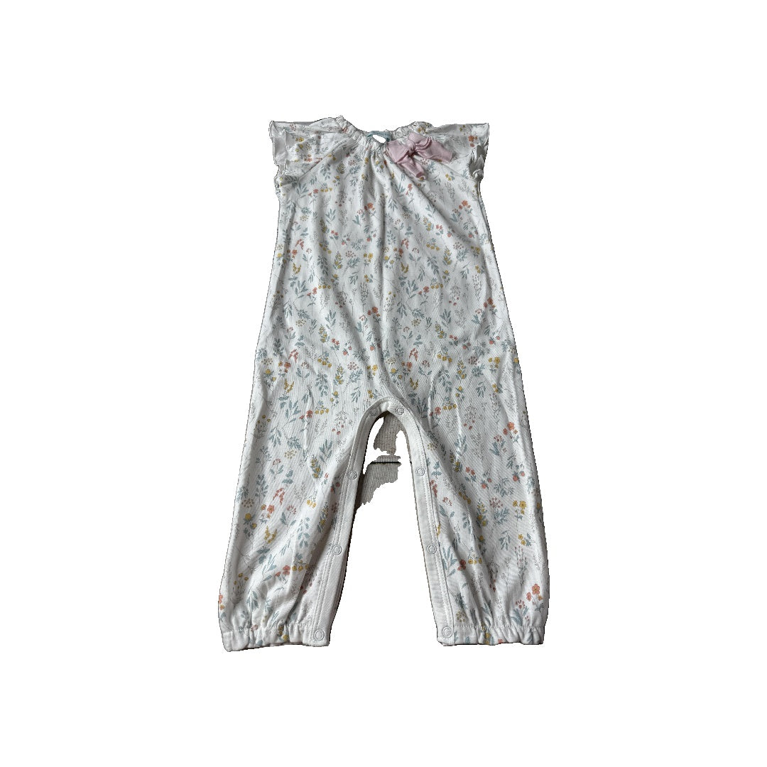 Feather Baby Girls White | Floral Romper Size: 12-18 months White | Floral
