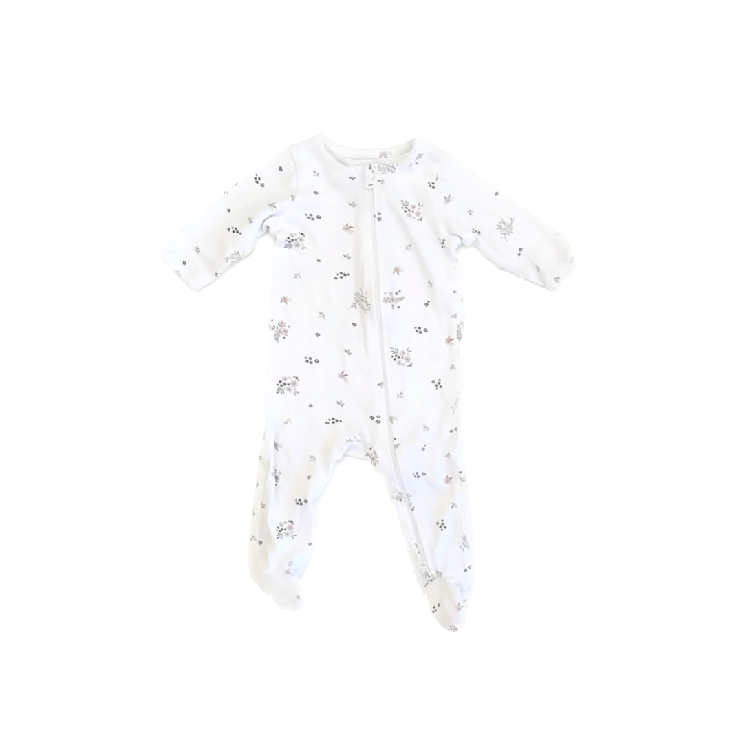 Nordstrom Girls White Floral 1-piece footed Pajamas Size: 3 Months White Floral