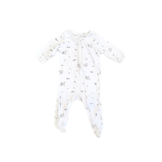 Nordstrom Girls White Floral 1-piece footed Pajamas Size: 3 Months White Floral