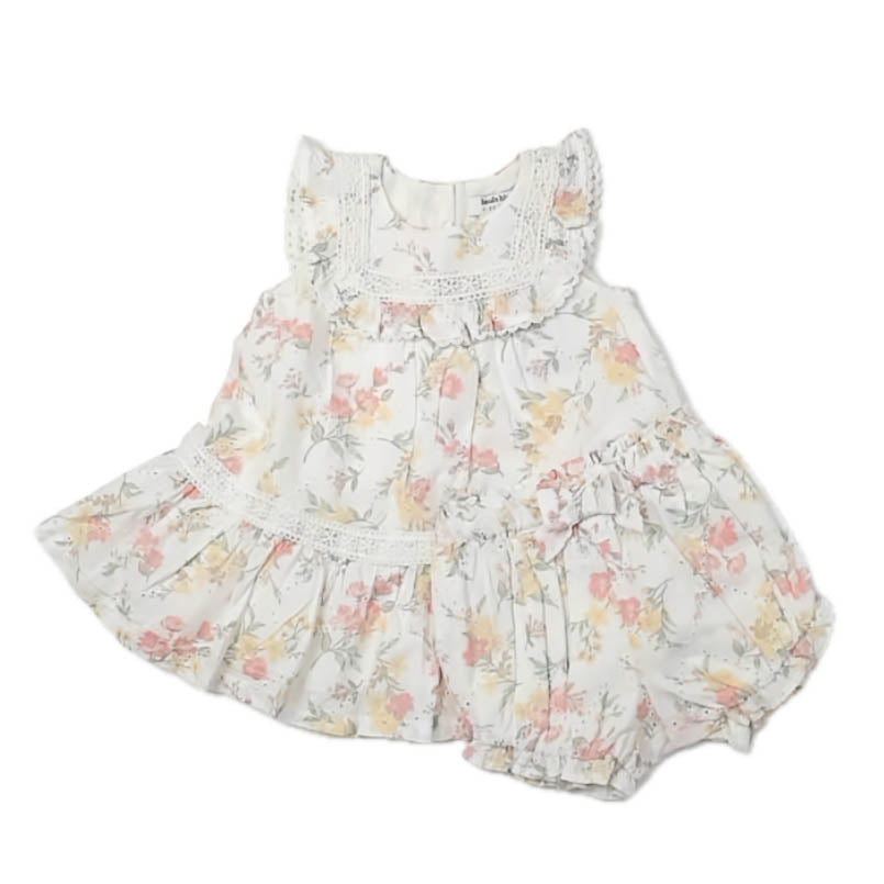 Haute Hippie Girls White Floral Dress Size: 3-6 Months White Floral