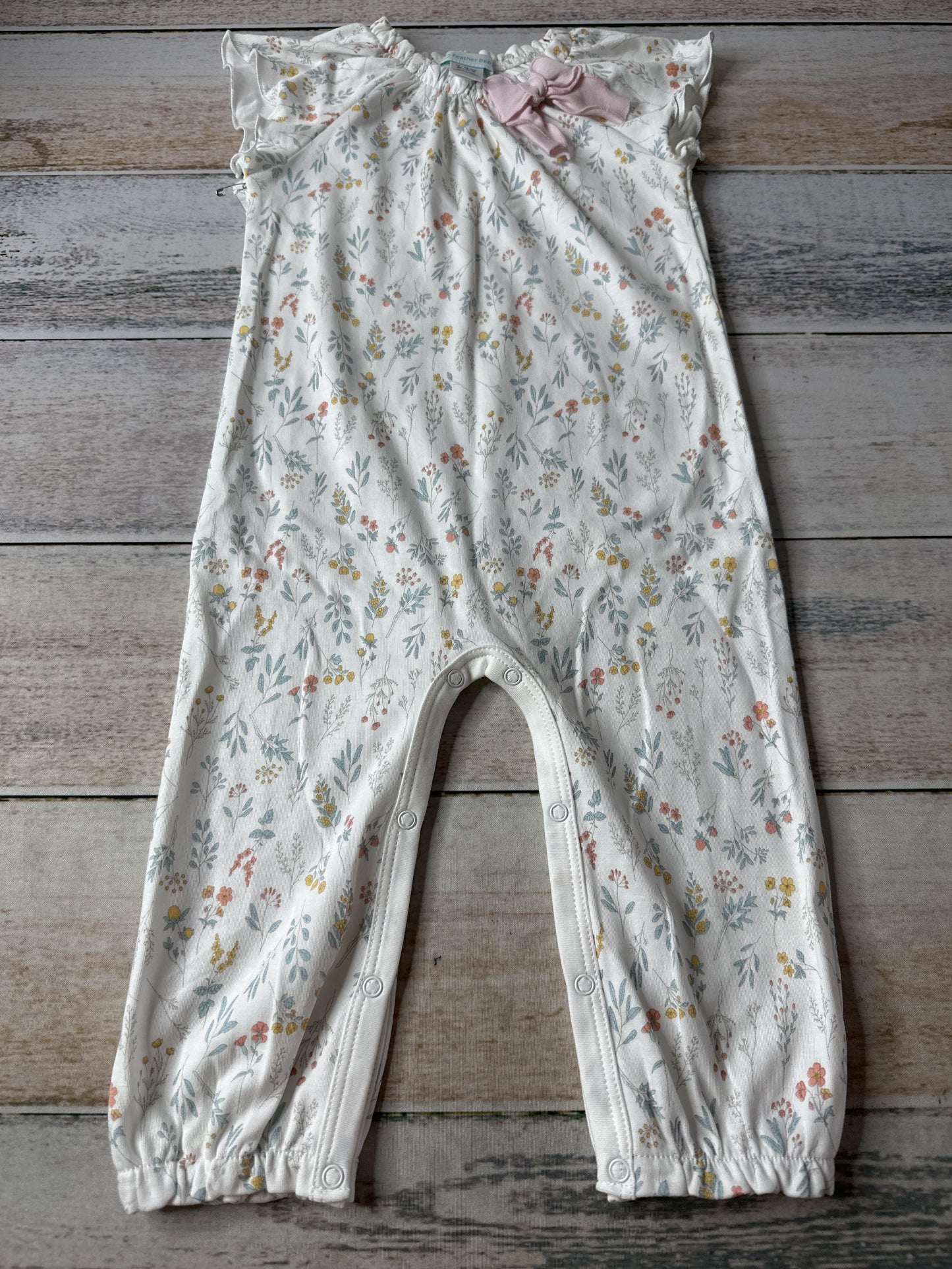 Feather Baby Girls White | Floral Romper Size: 12-18 months White | Floral