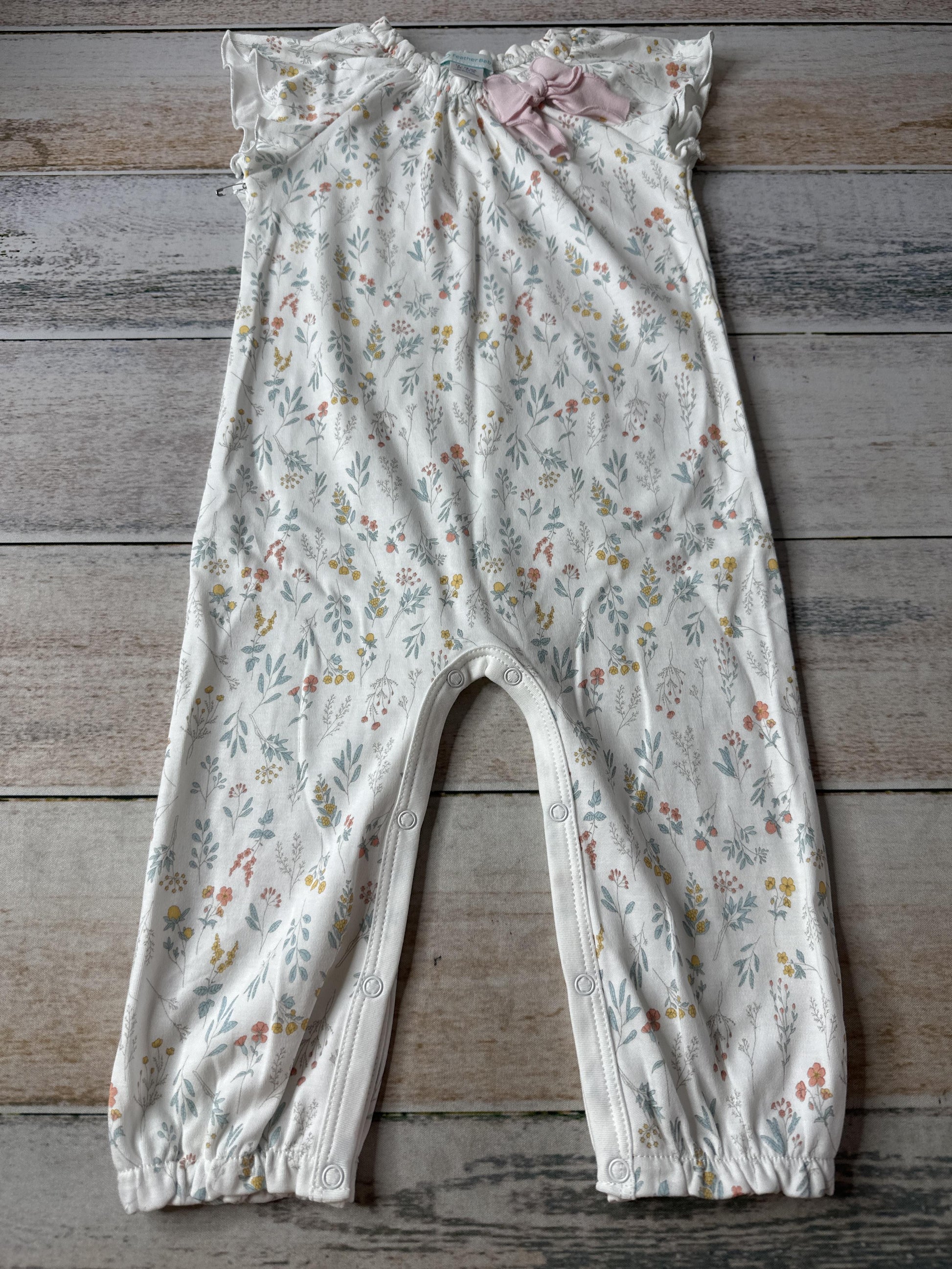 Feather Baby Girls White | Floral Romper Size: 12-18 months White | Floral