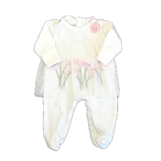 Biscotti Girls White Floral Long Sleeve Outfit Size: 3 Months White Floral