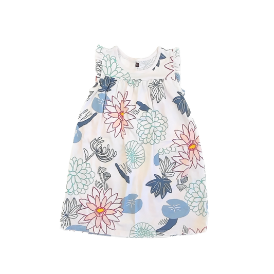Tea Collection Girls White Floral Dress Size: 5T White Floral