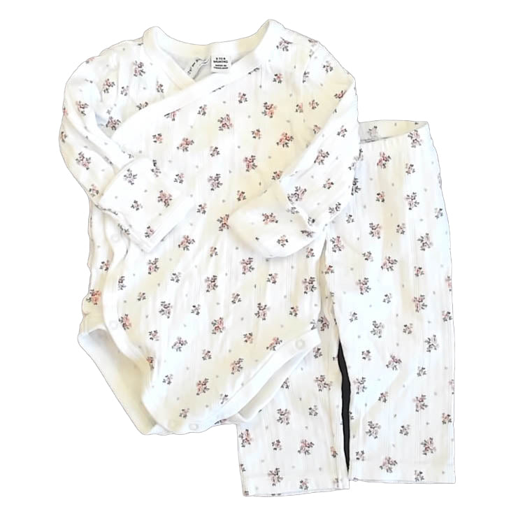 Janie and Jack Girls White Floral Apparel Sets Size: 3-6 Months White Floral