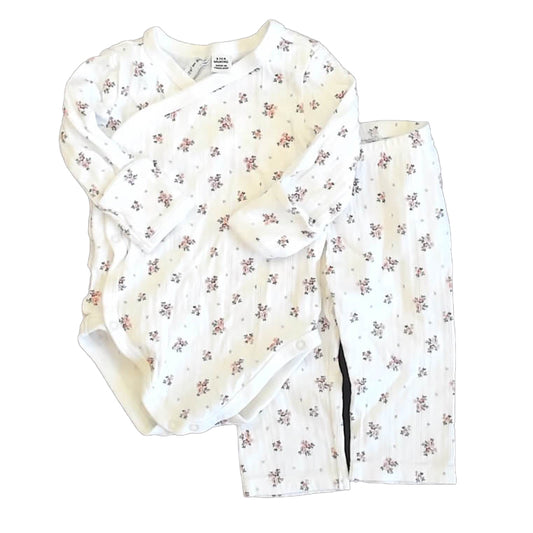 Janie and Jack Girls White Floral Apparel Sets Size: 3-6 Months White Floral