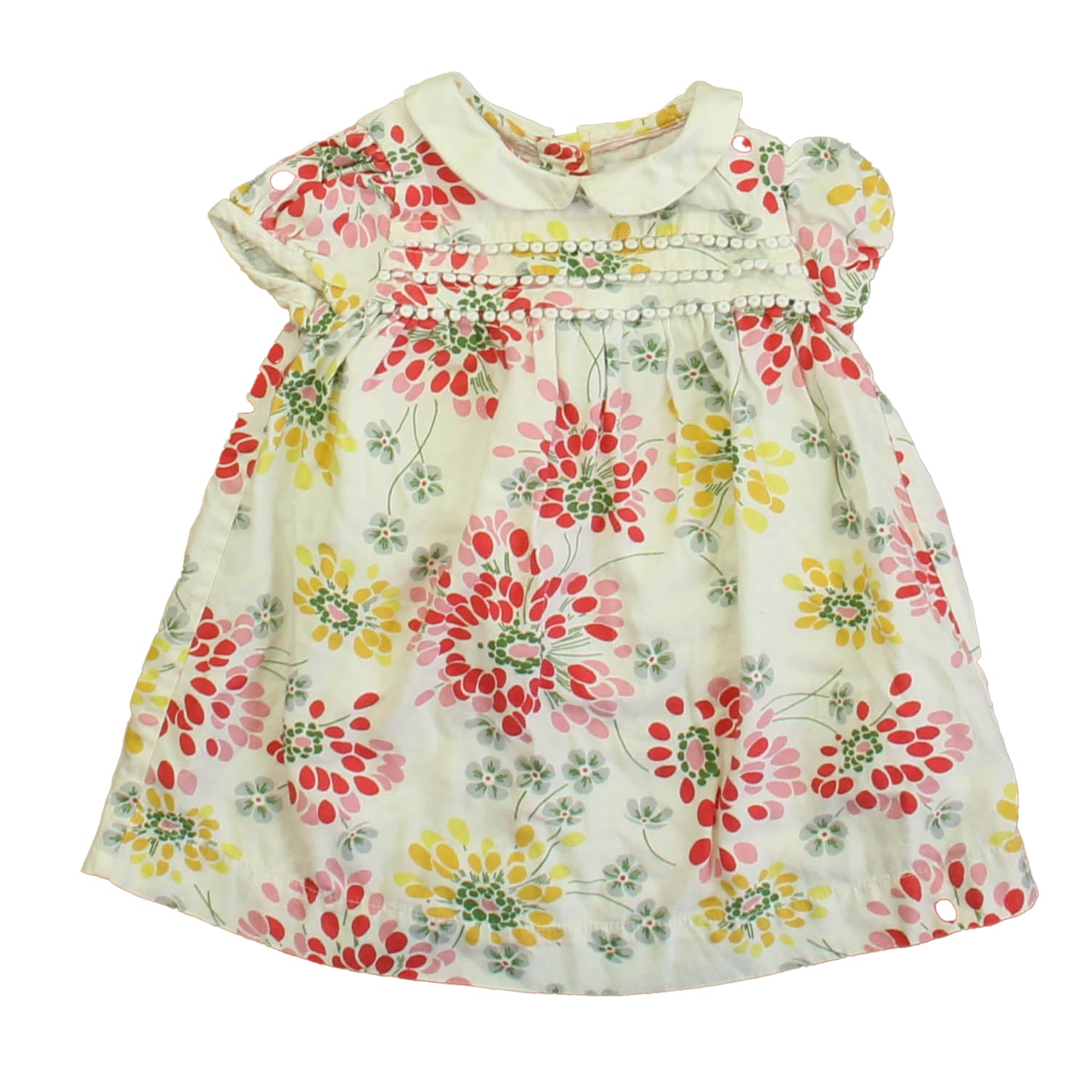 Boden Girls White Floral Dress Size: 3-6 Months White Floral