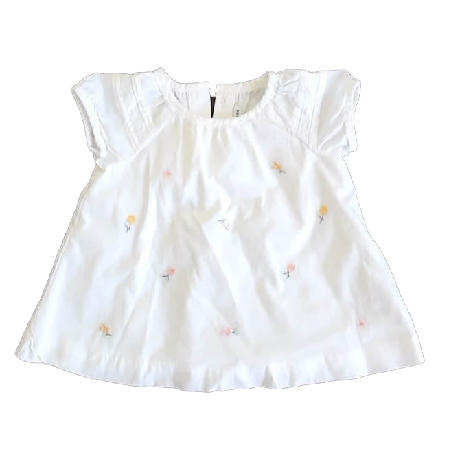 Janie and Jack Girls White Floral Blouse Size: 6-12 Months White Floral