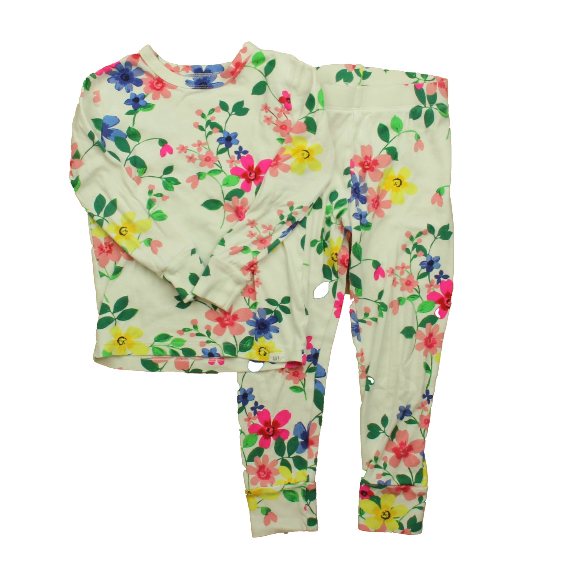 Gap Girls White Floral 2-piece Pajamas Size: 6 Years White Floral