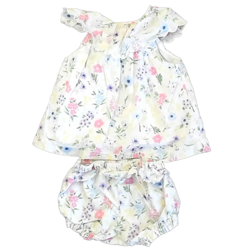 Janie and Jack Girls White Floral Apparel Sets Size: 18-24 Months White Floral