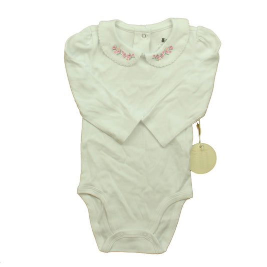 Teddy boom Girls White Floral Onesie Size: 9-12 Months White Floral