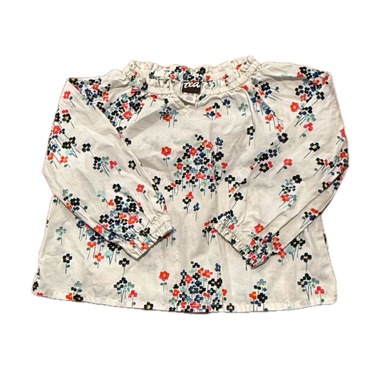 Tea Collection Girls White Floral Blouse Size: 12-18 Months White Floral