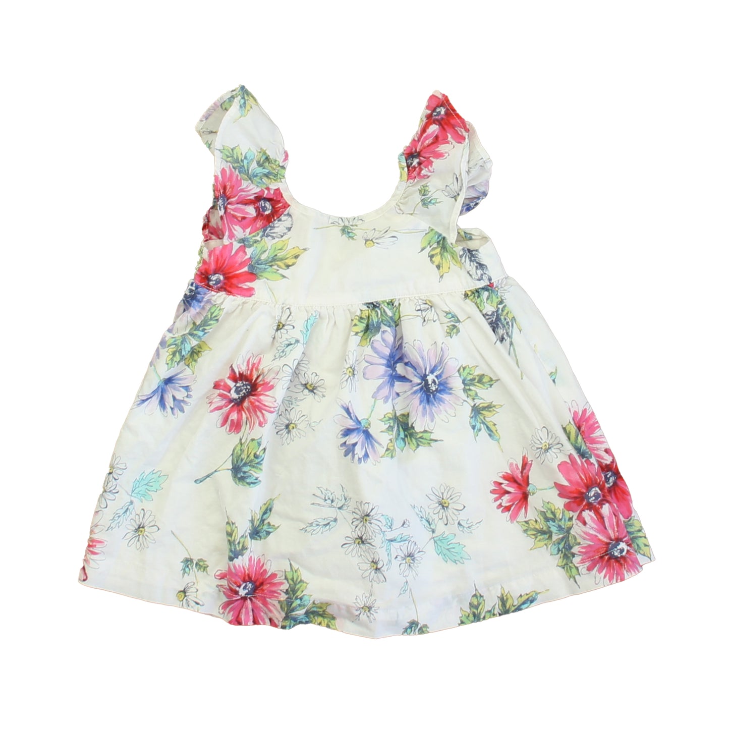 Gap Girls White Floral Dress Size: 6-12 Months White Floral
