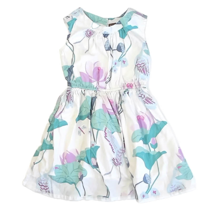 Tea Collection Girls White Floral Dress Size: 4T White Floral