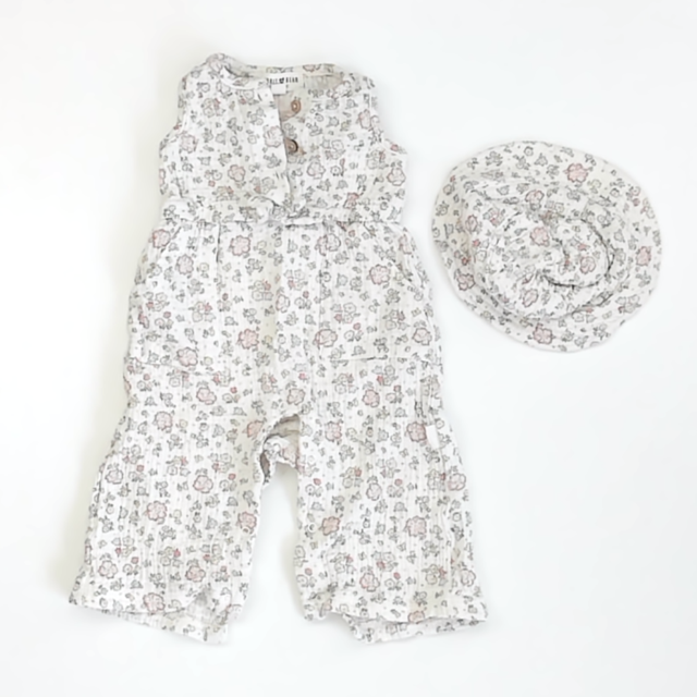 Rabbit + Bear Girls White | Floral Apparel Sets Size: 6-9 Months White | Floral