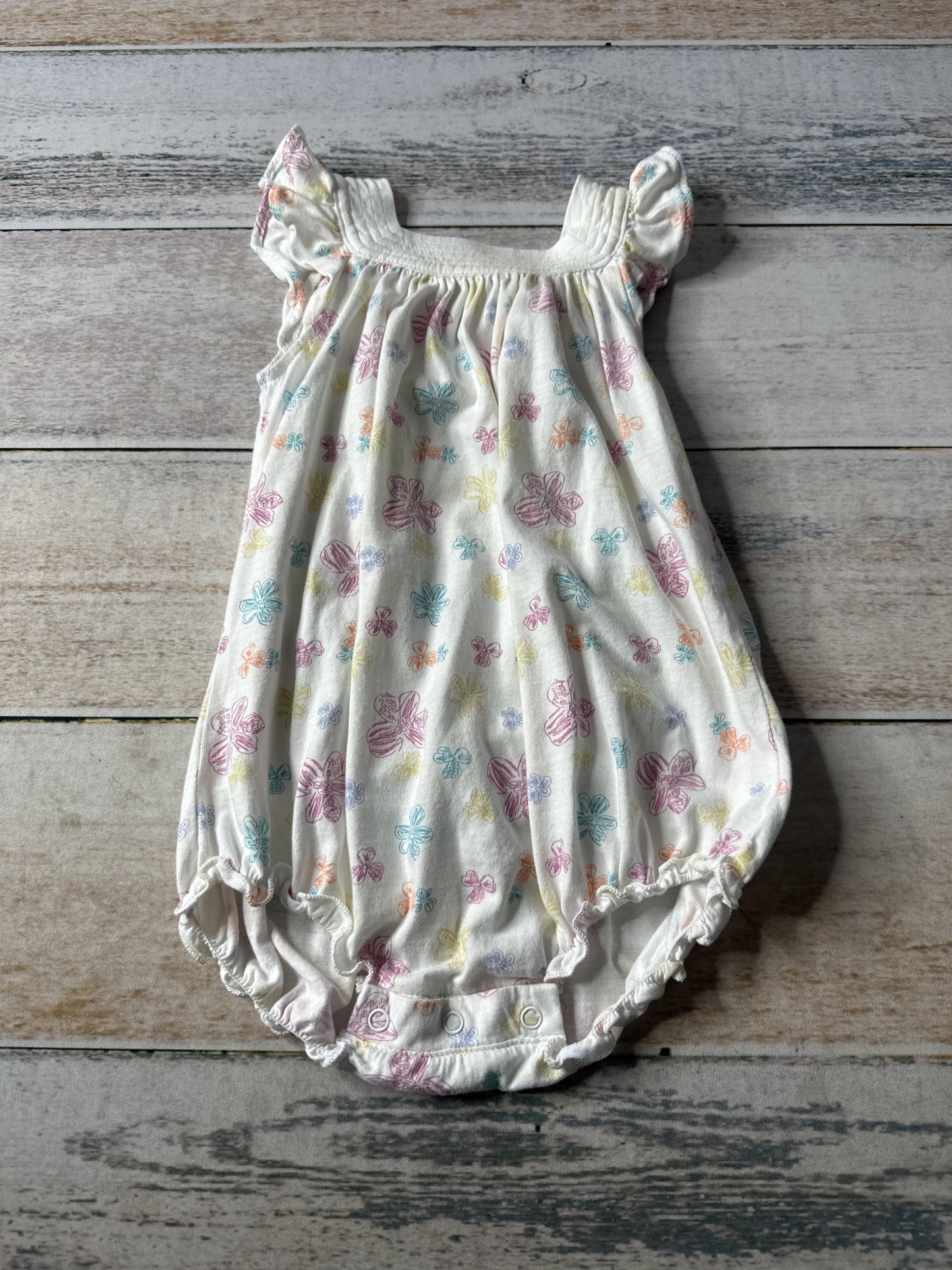 Feather Baby Girls White | Floral Romper Size: 6-9 months White | Floral