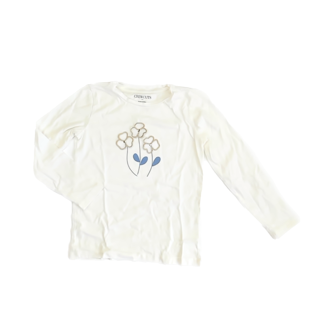 Crewcuts Girls White | Floral Long Sleeve Shirt Size: S (6-7) White | Floral