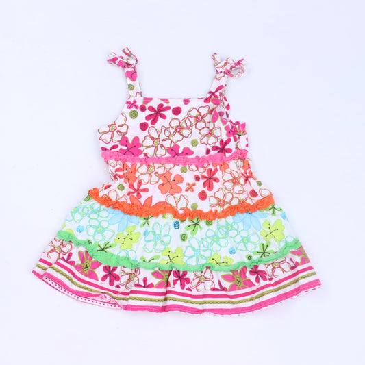 BlueBeri Boulevard Girls White Floral Sun Dress Size: 3-6 Months White Floral