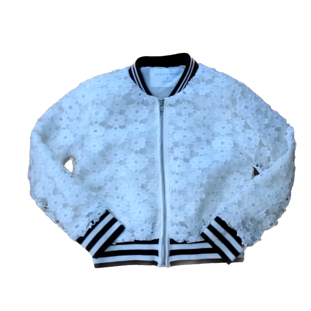 Rockets Of Awesome Girls White | Flower Lace | Zip-Up Sweater Size: 6 Years White | Flower Lace | Zip-Up