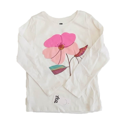 Tea Collection Girls White Flower Long Sleeve T-Shirt Size: 5T White Flower