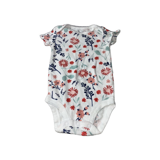 Carters Girls White | Flowers | Pink floral Onesie Size: 6 months White | Flowers | Pink floral