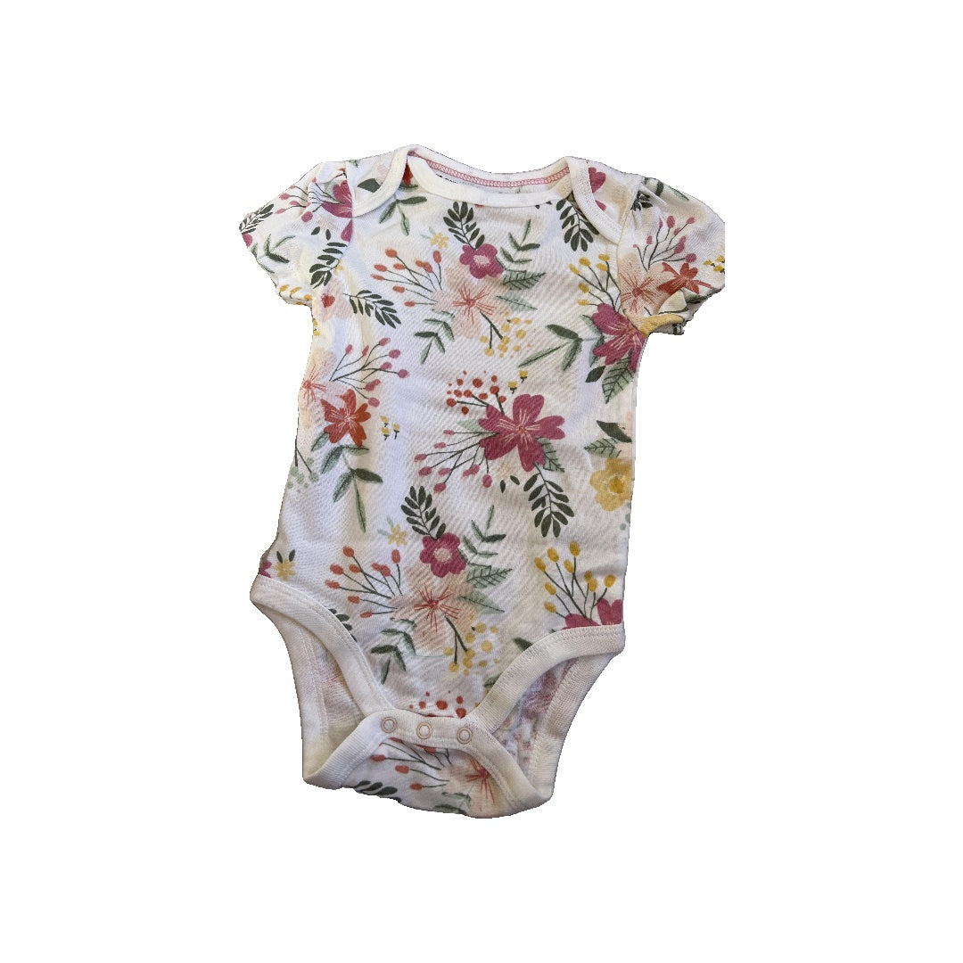 Cloud Island Girls White | Flowers Onesie Size: 6-9 months White | Flowers