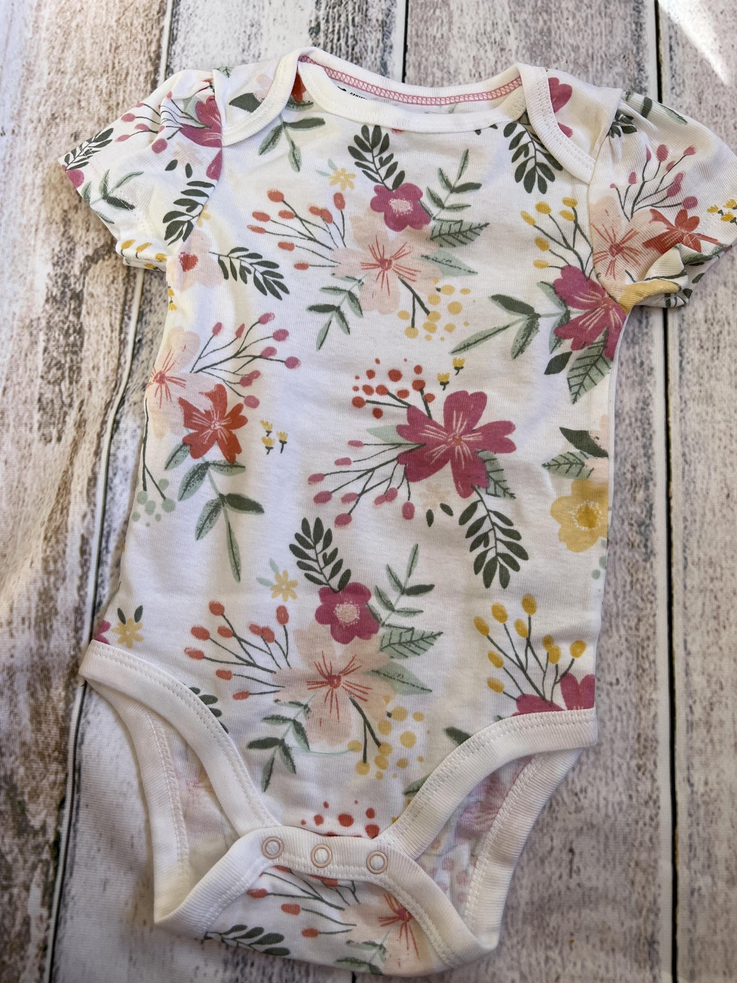 Cloud Island Girls White | Flowers Onesie Size: 6-9 months White | Flowers