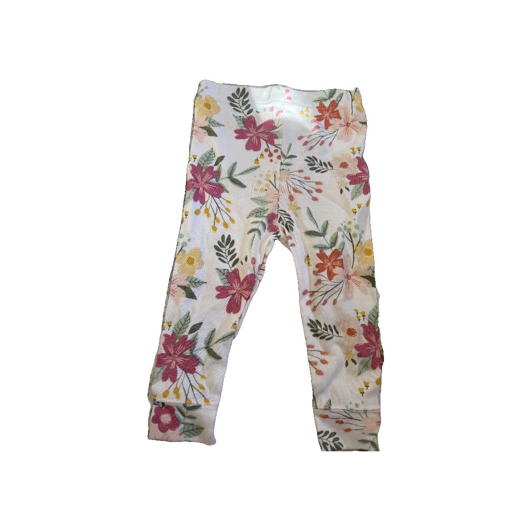 Girls White | Flowers Pants Size: 9 months White | Flowers