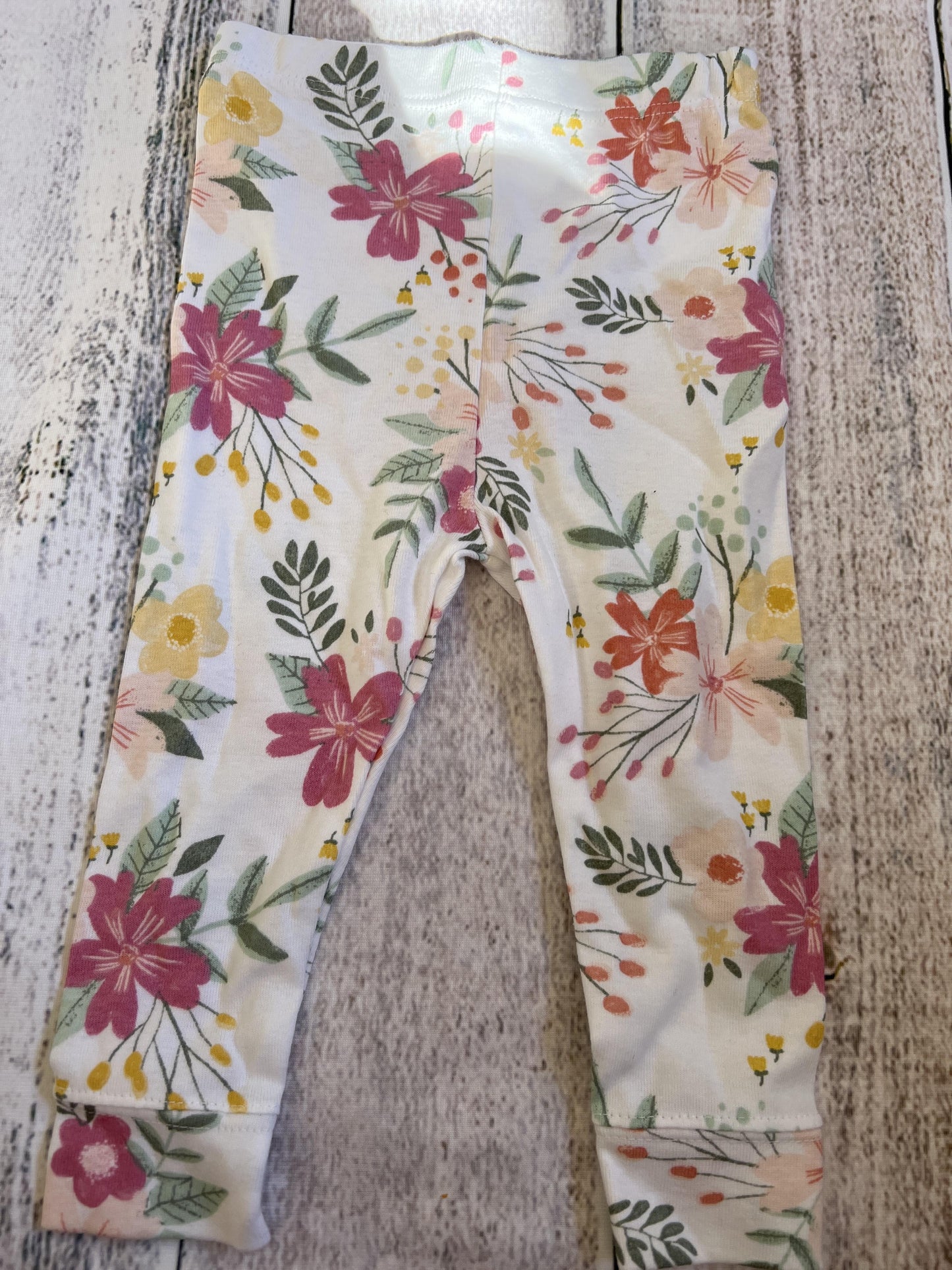 Girls White | Flowers Pants Size: 9 months White | Flowers