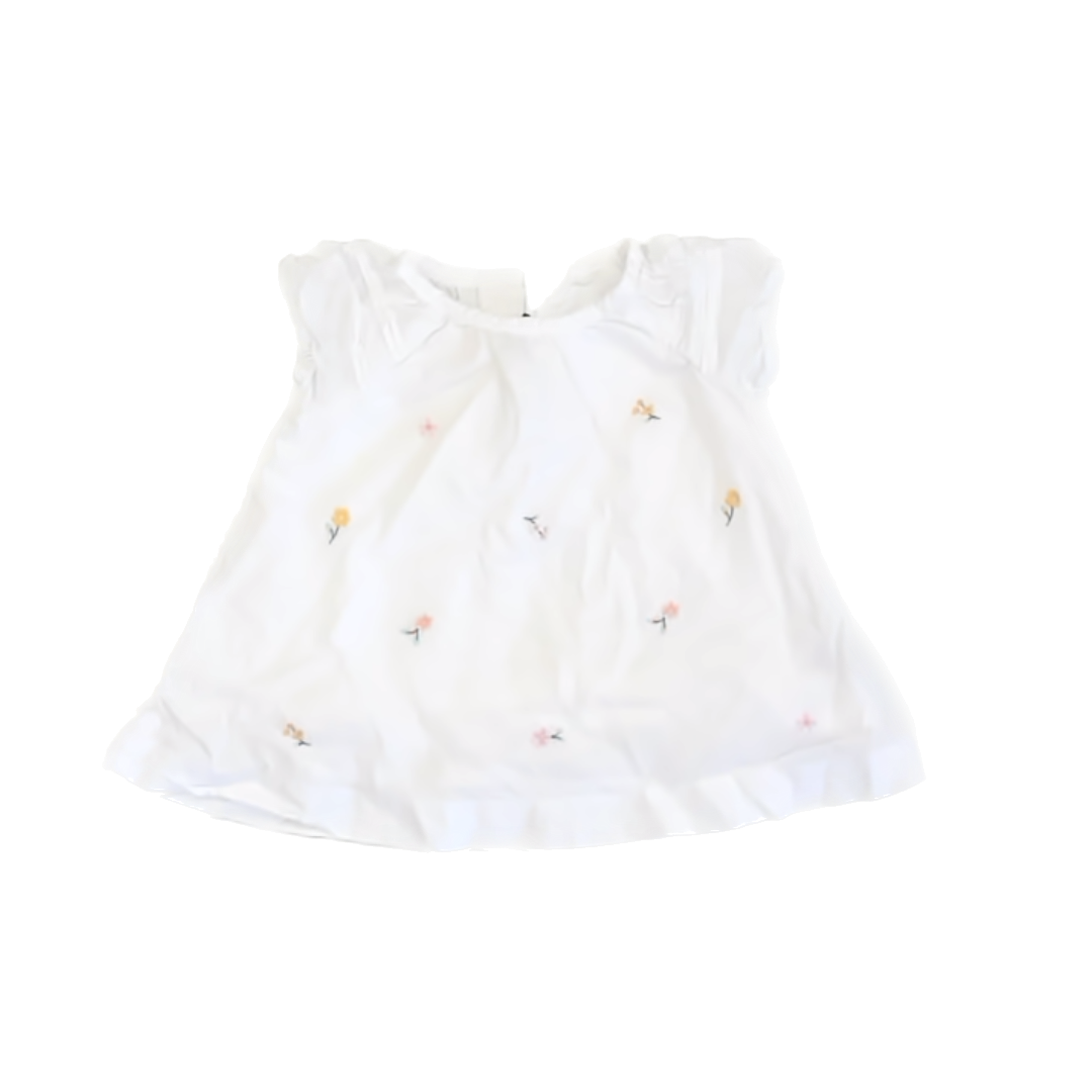 Janie and Jack Girls White Flowers Dress Size: 6-12 Months White Flowers