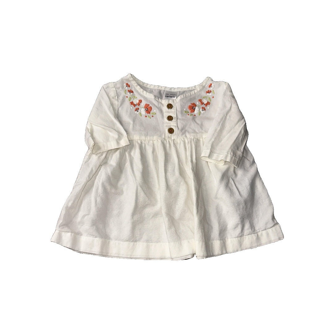 Carters Girls White | Flowers Dress Size: 6 months White | Flowers