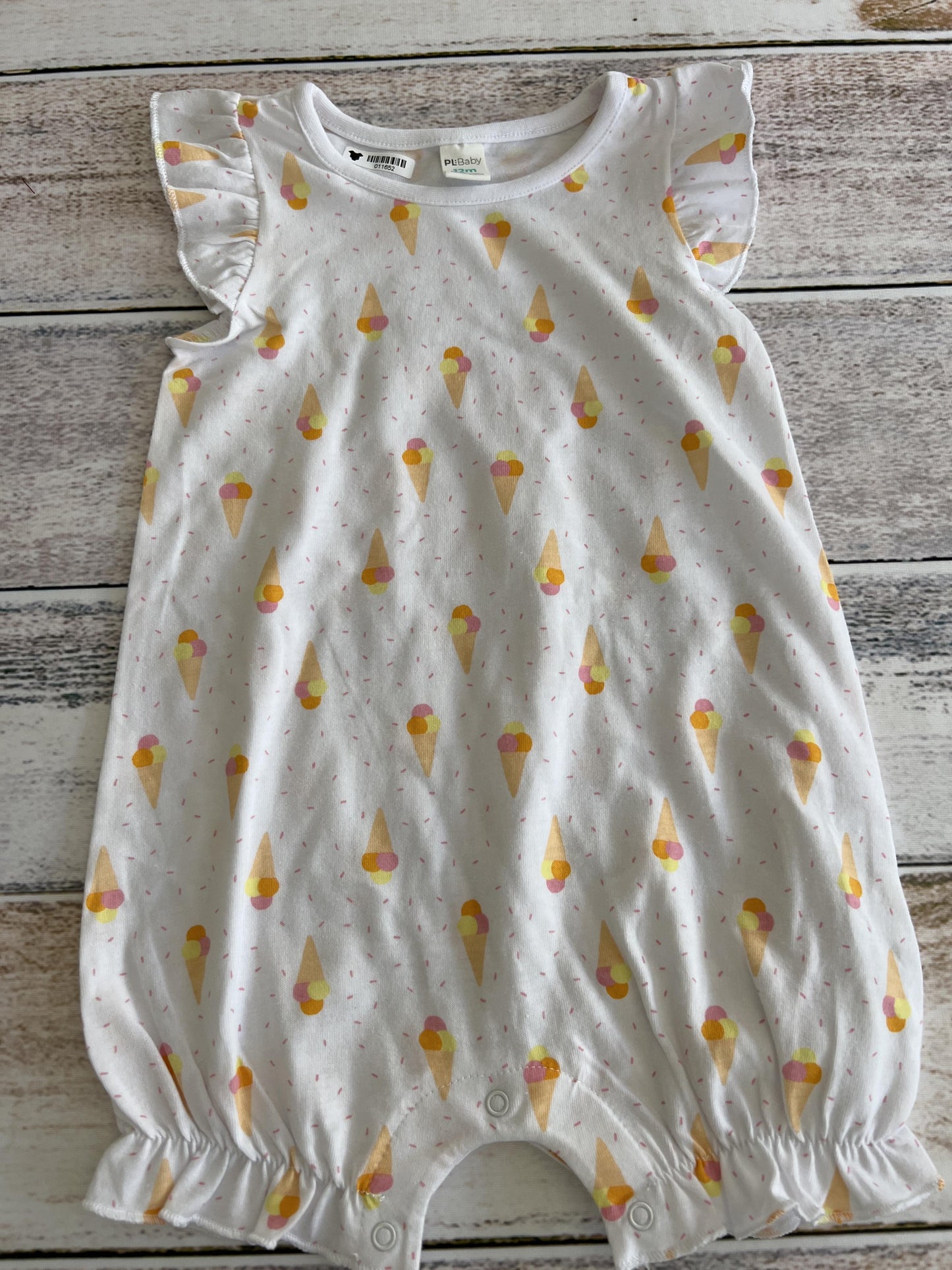 PL Baby Girls White | Food Romper Size: 12 months White | Food
